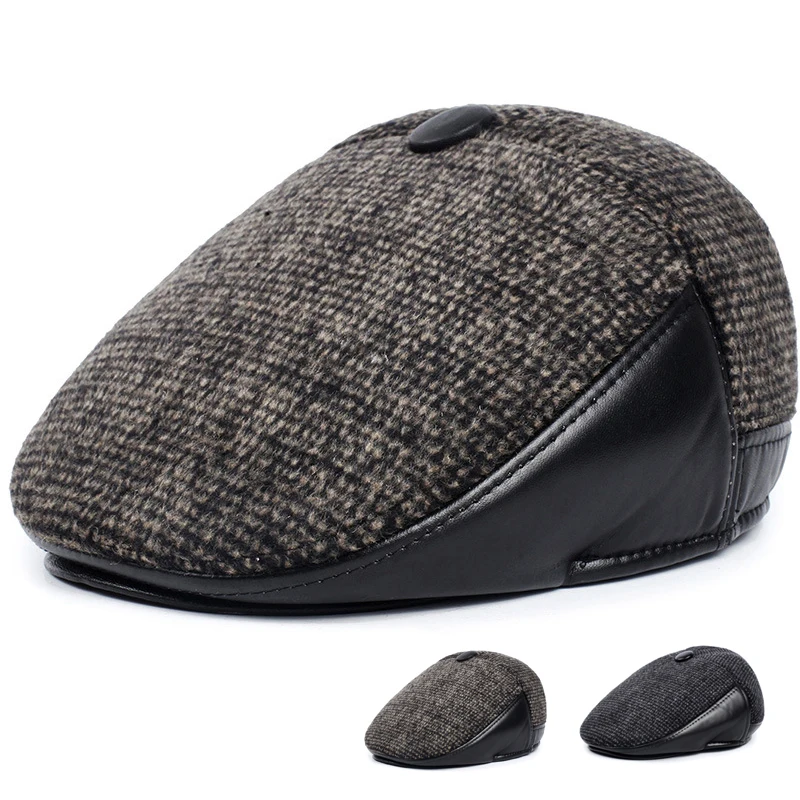 New fashion men\'s berets thick warmth ear berets autumn and winter berets dad cap