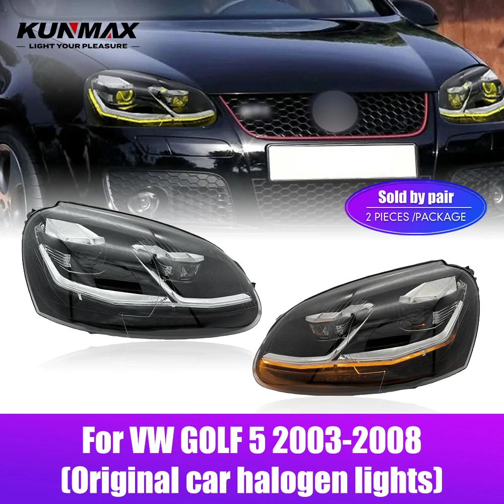 Kit de 2 phares LED pour VW GOLF 5 2003-2008, feux avant, feux de jour, clignotants, accessoires plug and play