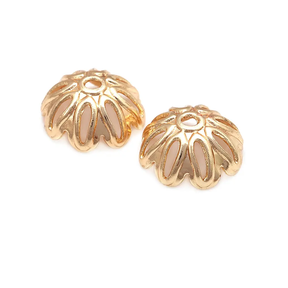 18K Gold Color Brass Flower Beads Caps Necklace Earrings High Quality Jewelry Diy Accessories - view 5