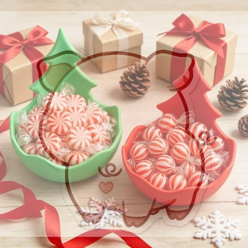 3D Printed Christmas Tree Candy Dish Tea Light Holder, Plastic Multifunctional Storage Bowl, Holiday Desktop Decoration Ornamen