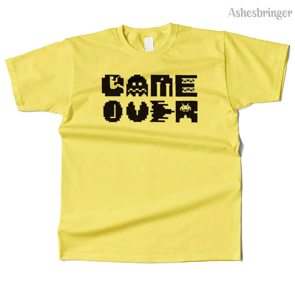Mens Cotton Vintage Game Over 8 Bit Graphic Cute T Shirt Street Casual Style Tee for Men and Women