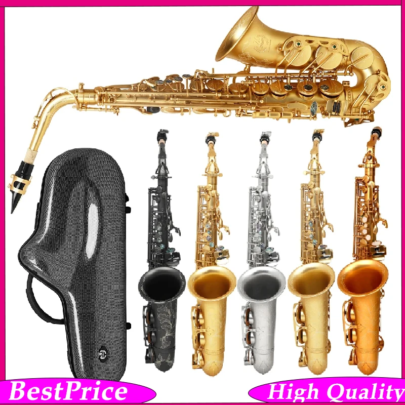 Professional Alto Saxophone Matte Finish with Carry Case Gloves Straps Cleaning Cloth Brush Eb Key - Musician's Equipment Set