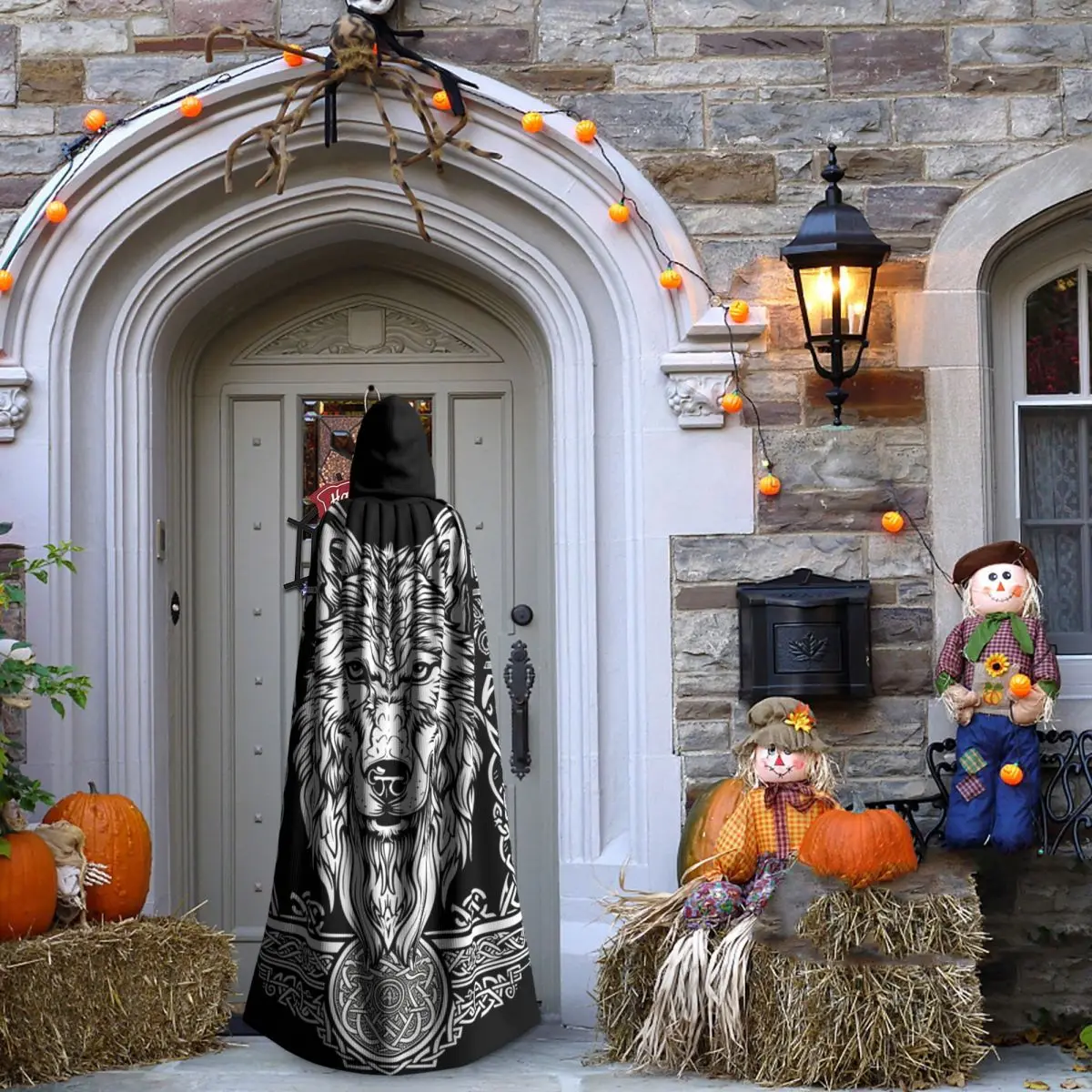 Norse Nordic Viking Celtic Long Hooded Cloak Witch Medieval Costume Cosplay Cape HalloweenParty Adult Unisex