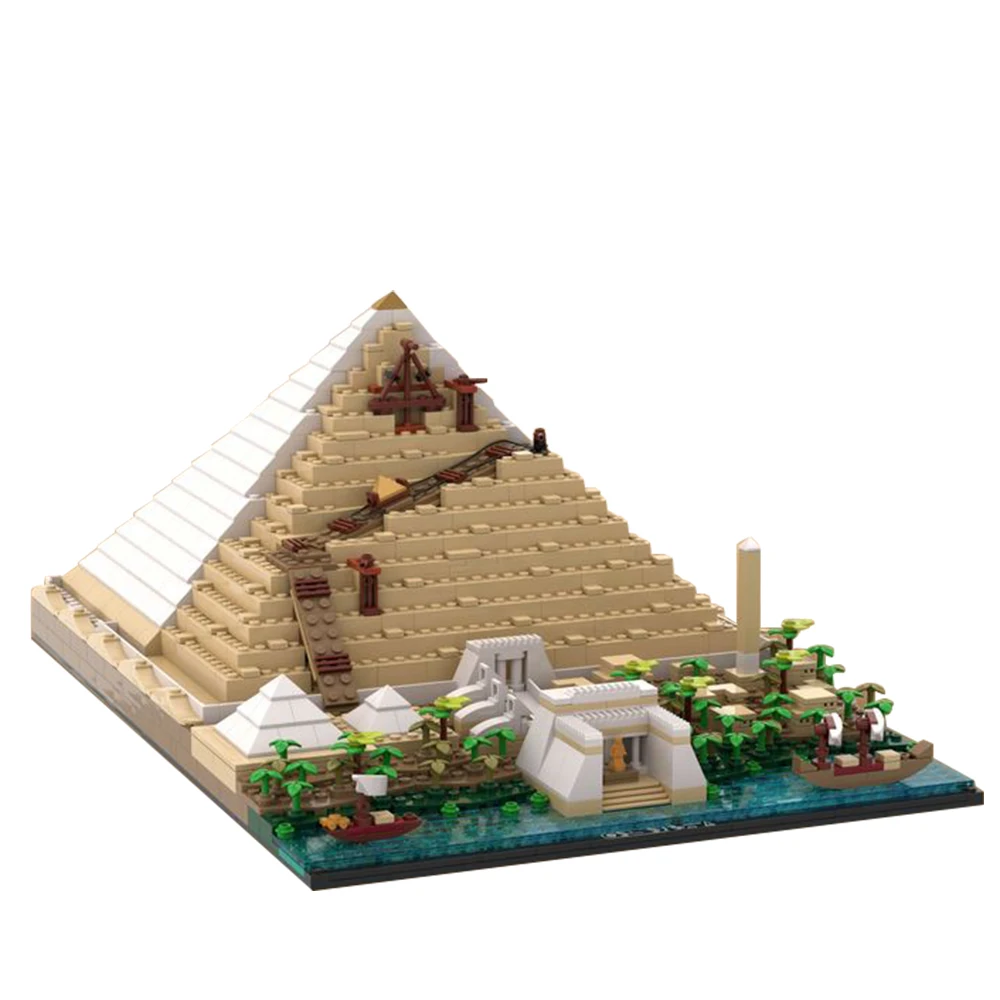 MOC Classic wielka piramida Giza Model architektura miasta widok na ulicę zestaw klocków do samodzielnego montażu zabawki prezent urodzinowy