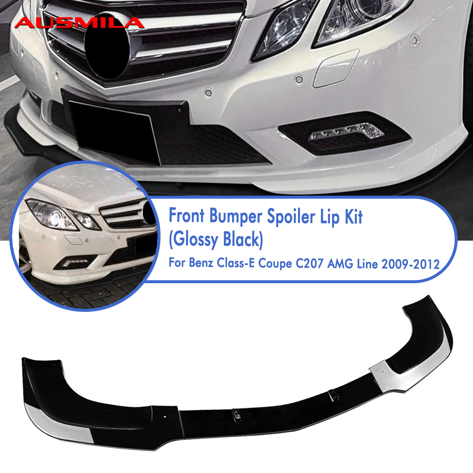 Car Front Spoiler Lip Lower Splitter Blade For Mercedes Benz E Class W207 C207 Coupe 2009 2010 2011 2012