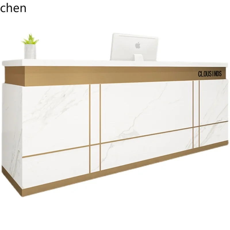 

HSN beauty salon simple and modern front desk clothing store bar counter light luxury hotel company reception desk