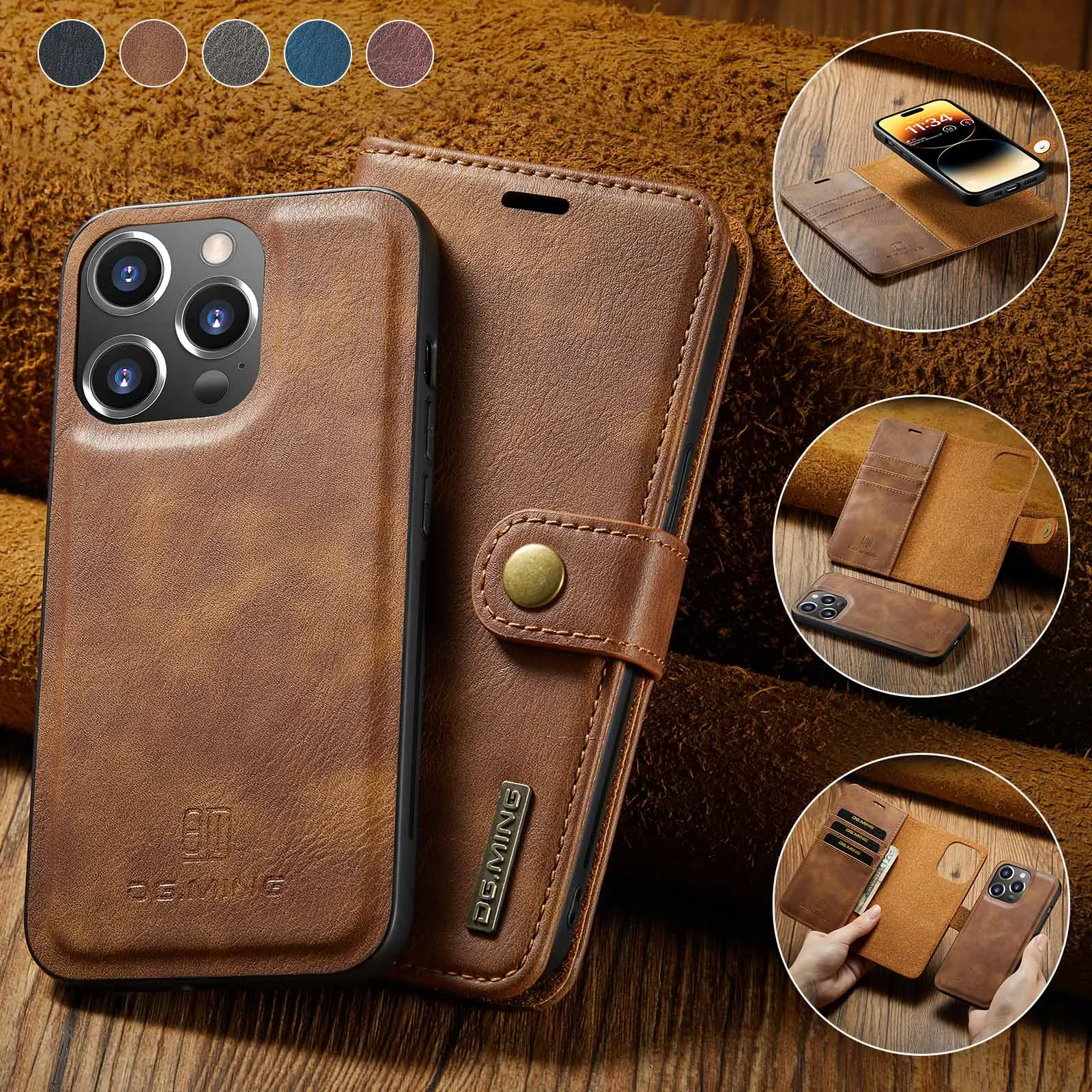 Magnetic Phone Case For iPhone 15 14 13 12 Mini 11 Pro Max XR Xs Xsmax 8 7 6 Plus 5 SE 2022Card Pocket Clip Flip Leather COVER