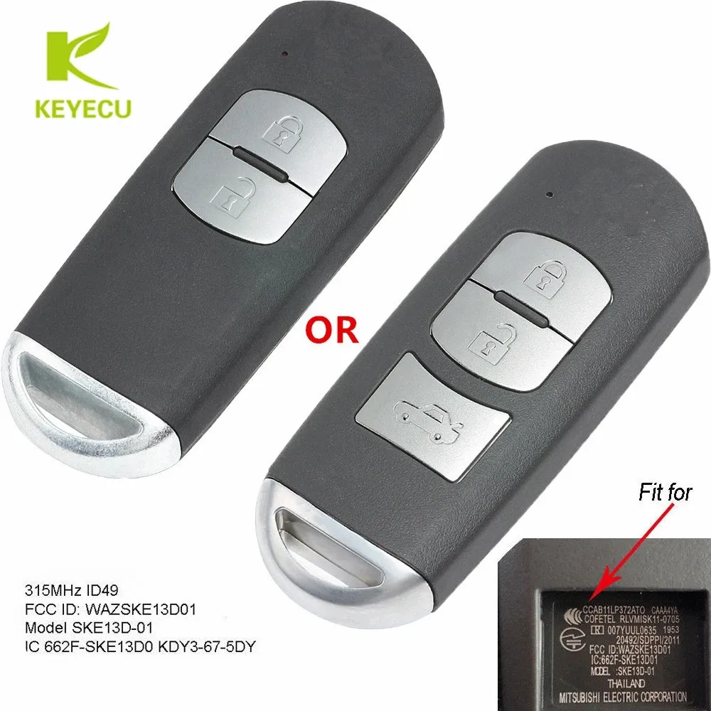 

KEYECU Replacement Smart Remote Key Fob 315MHz ID49 for MAZDA CX-3 CX-5 Axela Demio(2B) AXELA Atenza Roadster(3B) WAZSKE13D01