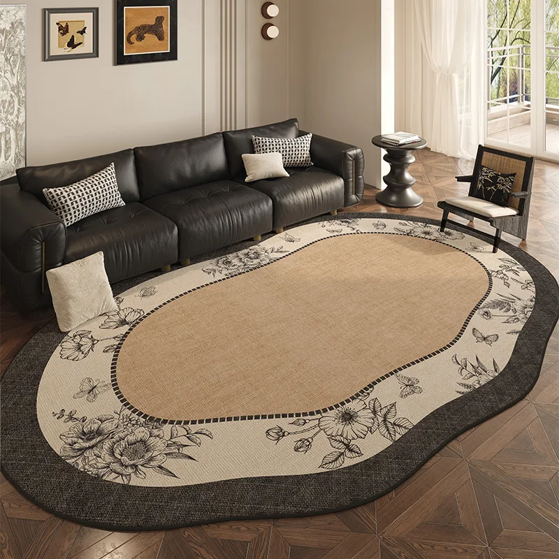 VIKAMA French Retro Living Room Carpet, Irregular-Shaped Sofa, Coffee Table Pad, Soft Bedroom Bedside Blanket, Home Decoration