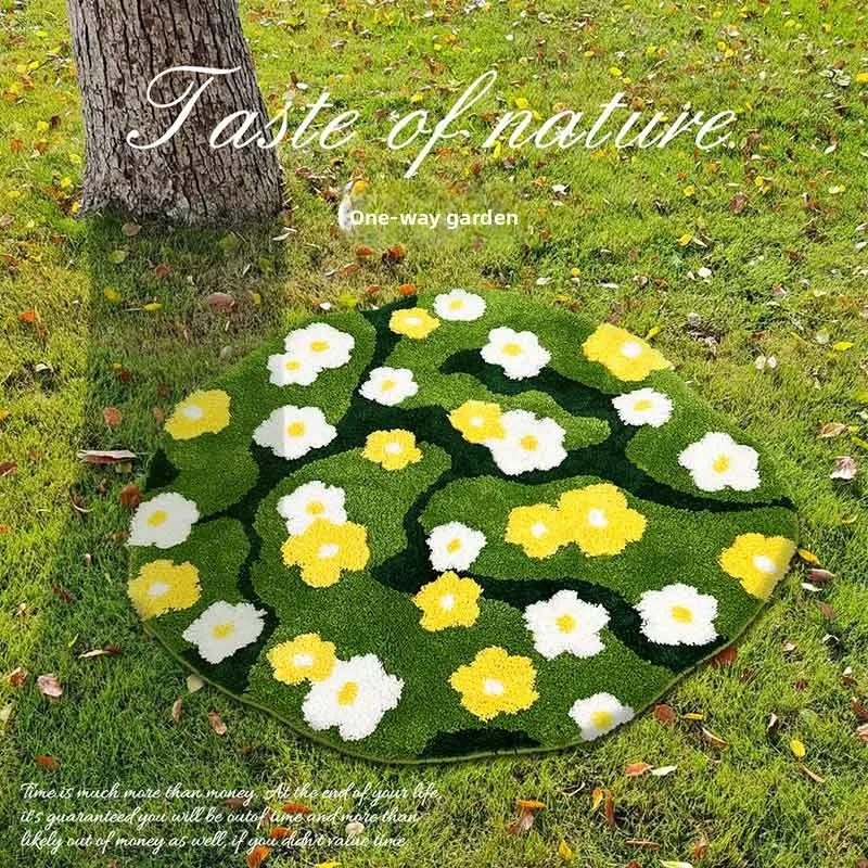 

Moss Plant Flower Carpet, Plush Natural Atmosphere Carpet Home Living Room Sofa Kitchen Bedroom Long-haired Mat Outdoor Camping
