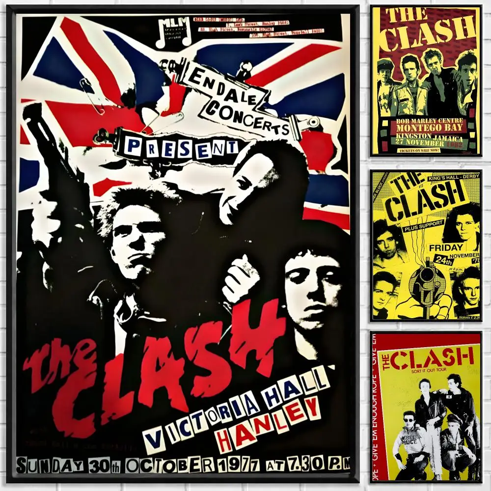 Band The Clash Poster Self-adhesive Art Waterproof Paper Sticker Coffee House Bar Room Wall Decor