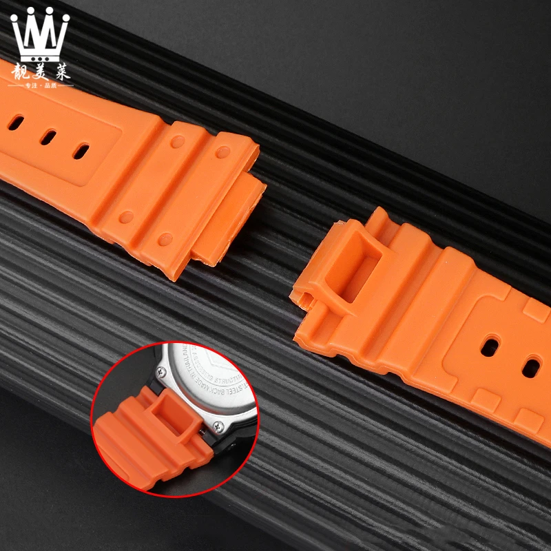 สายนาฬิกาข้อมือซิลิโคนเรซินสำหรับ Casio ขนาดเล็กนาฬิกาสีดำ DW-5600 DW5610 GW-B5600 GW-5000 GA2100ยางสายนาฬิกา16มม.