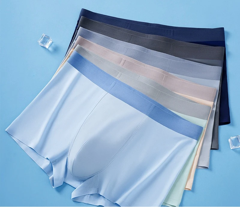 

Summer Men's Underwear Seamless Breathable Antibacterial Ultra Thin Ice Silk Boxer Briefs Men Underwear Cool Nylon Boxer Briefs