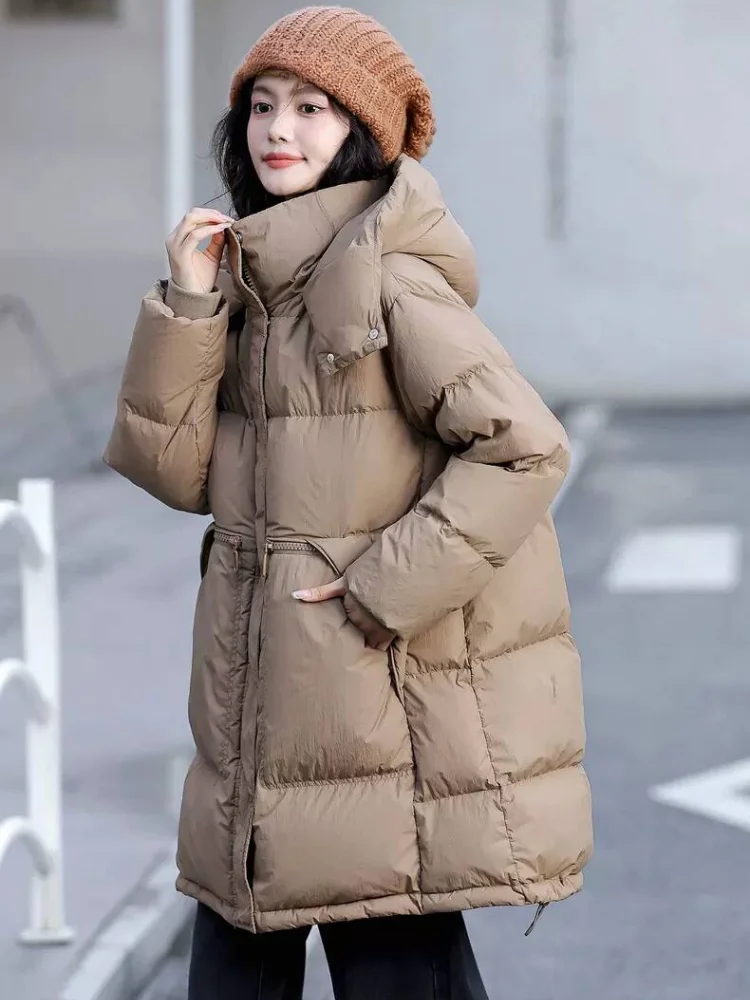 Women's Winter Down Jacket Thickened 90 Duck Down Jacket Hooded Neck Warm Coats Street Fashion Sweet Girl Bread Down Jacket