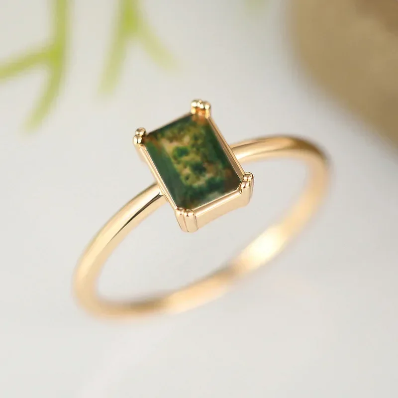 European and American Personalized New Ring Women's Dark Green Sticker Imitation Gold Elegant Simple Style Jewelry Wholesale