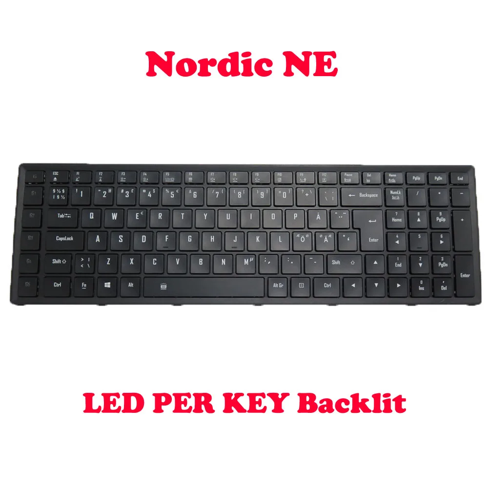 Laptop LED PER KEY Backlit Keyboard For Gigabyte X5 V6 SKB1605-NE 2Z703-NEX53-G32S VER:A01 Nordic NE Black Frame New