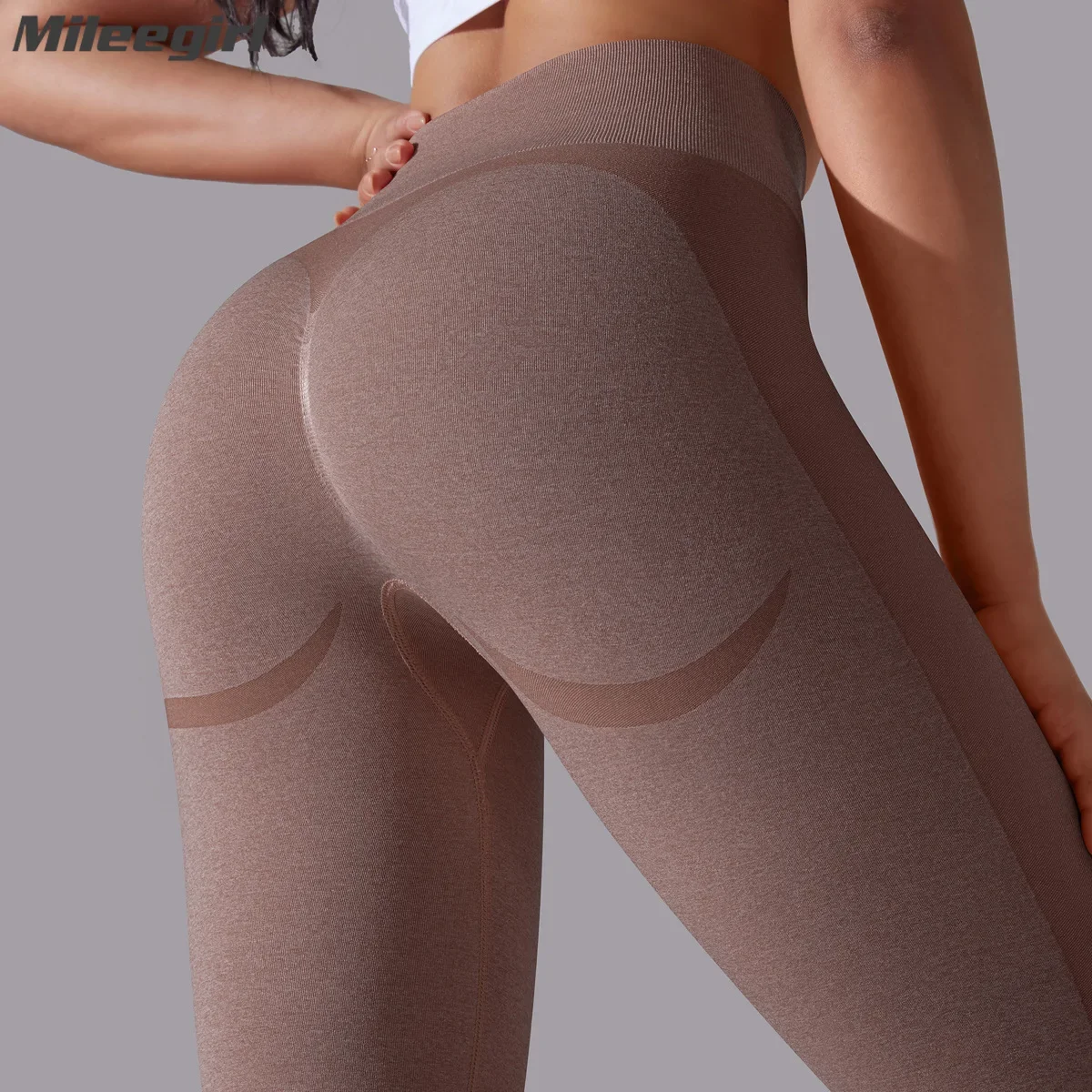 

Mileegirl Seamless Women Yoga Pants Peach Buttocks Sports Leggings Smiley Jacquard Gym Fitness Tights Workout Running Pant Ropa