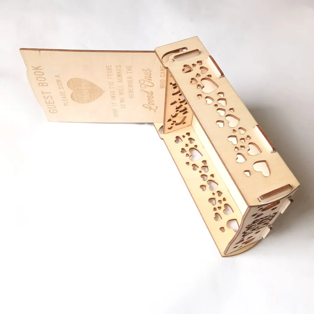 

Creative Wooden Guest Book for Wedding Signature Collection Retro Style Heart Shape Compartment Environmentally Friendly