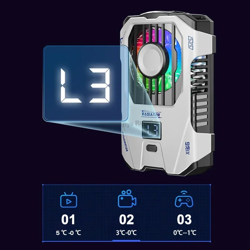 X136 مشبك خلفي للهاتف المحمول PUBG Game Cooler 2500mAH أشباه الموصلات مروحة تبريد المبرد آيفون أندرويد مع شاشة رقمية #6