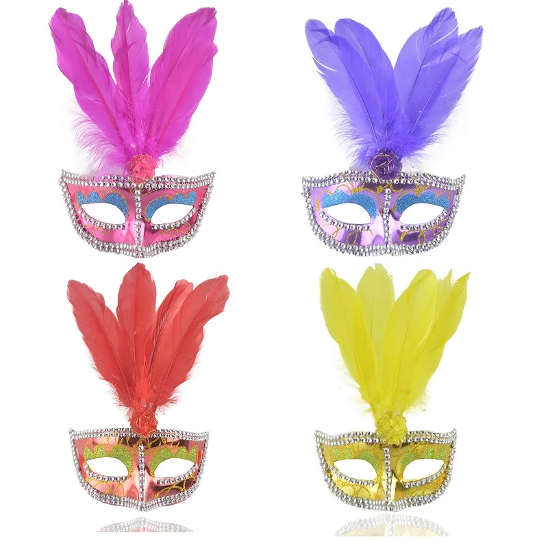 

Feather Flower Wedding Carnival Performance Masks Dance Party Diamond Venetian Mask Costume Sexy Lady Mask Masquerade Christmas