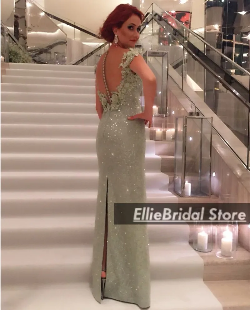 Abiti da sera tubino verde menta Abiti da cerimonia per invitati con applicazioni di fiori Abiti da ballo Abiti per la madre della sposa personalizzati