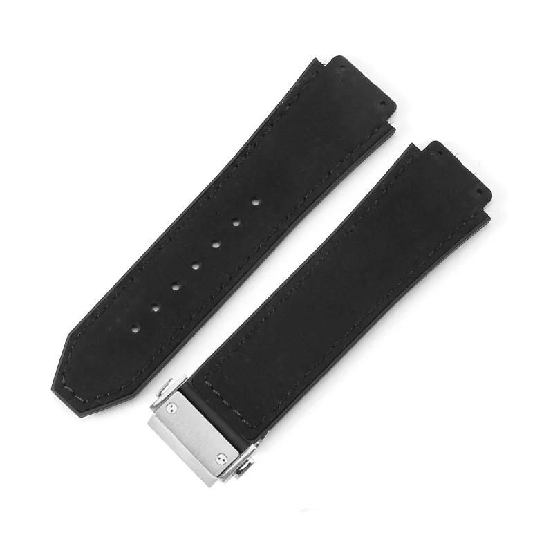 Reemplazar bandas para Hublot Big Bang Classic Fusion 25mm * 19mm hebilla 22mm correa de reloj de cuero esmerilado correa de reloj de goma trasera
