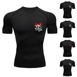 Anime Men Running Compression Demon Slayer T-Shirt Sport Tees Gym Fitness Sweatshirt Male Jogging Tracksuit Athletic Shirt Top