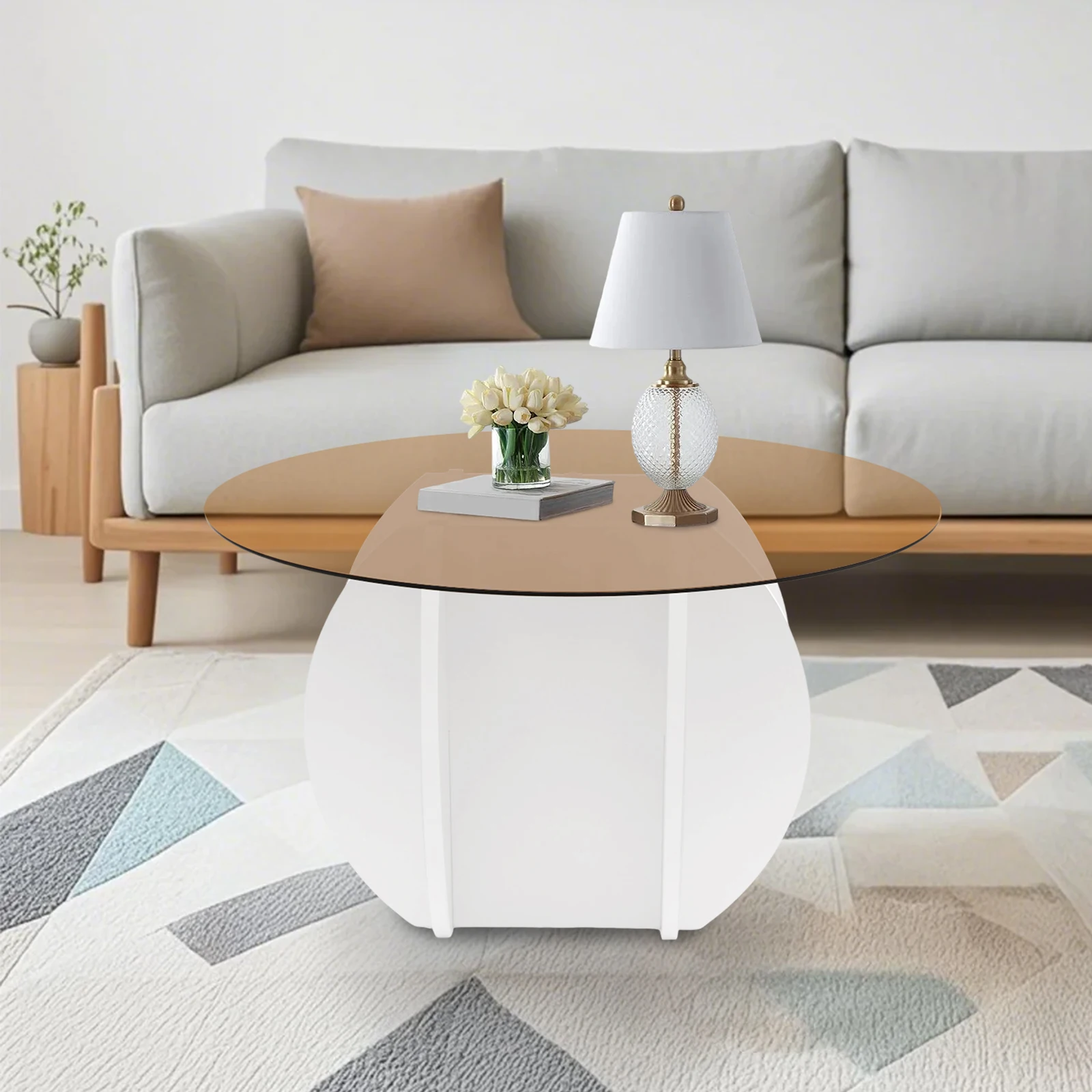 

Круглый журнальный столик, журнальный столик со стеклянной столешницей, журнальный столик из закаленного стекла, круглый центральный столик для гостиной и офиса