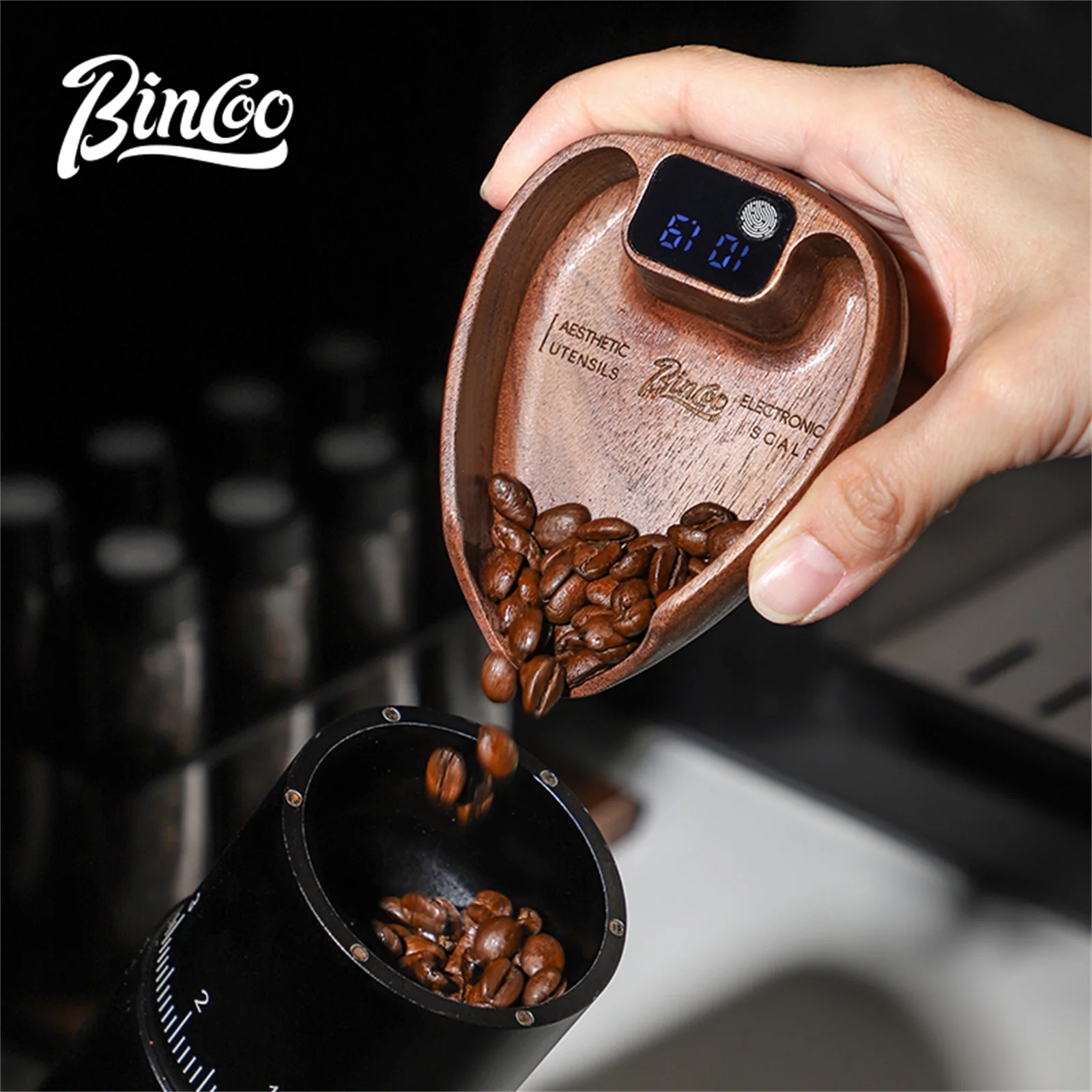 Bincoo Walnut Coffee Electronic Scale Professional Coffee Scale Portable Bean Plate Scale 0.1g Accurate Weight Rechargeable - Image 5