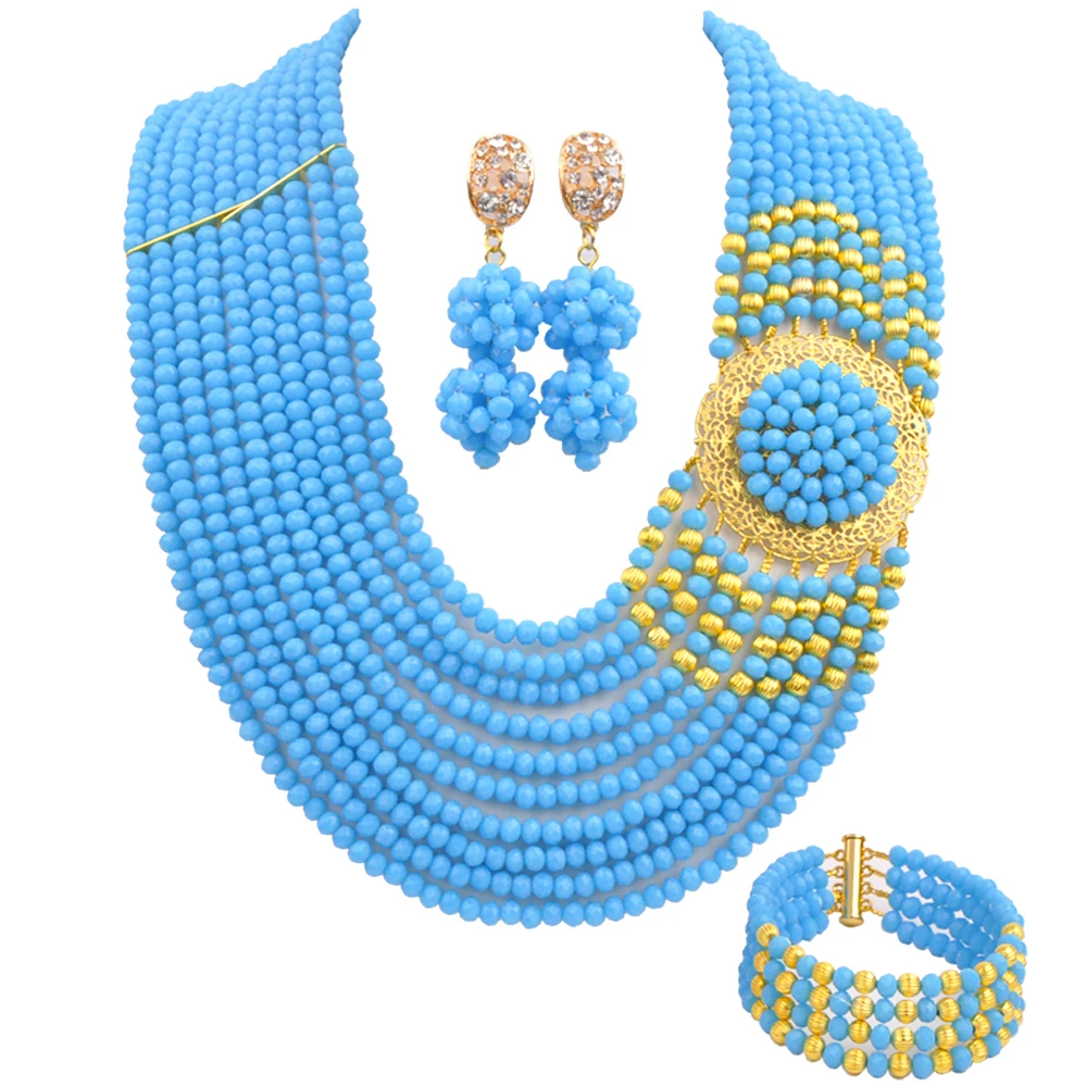 Nigerian wedding fashion jewelry collection Crystal bead necklace Africa