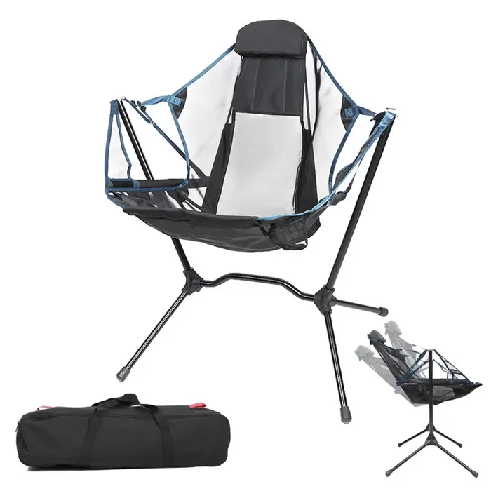 

Wholesale Portable Outdoor Folding Swing Chair with Handbag,Metal Rocking Reclining Chair Relax Camping Chairs