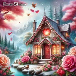 Evershine Diamond Painting Landscape House Full Diamond Mosaic Garden DIY Mountain Embroidery Flower Rose Handmade Gift