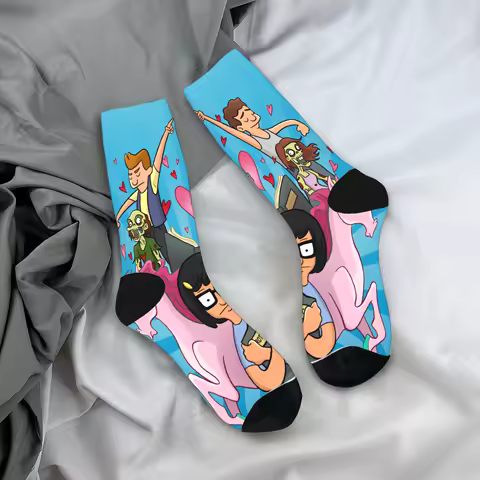 Anime Bobs Funny B-Burgers Stockings Design Funny Socks Autumn Anti Skid Socks Adults Men Running Breathable Socks