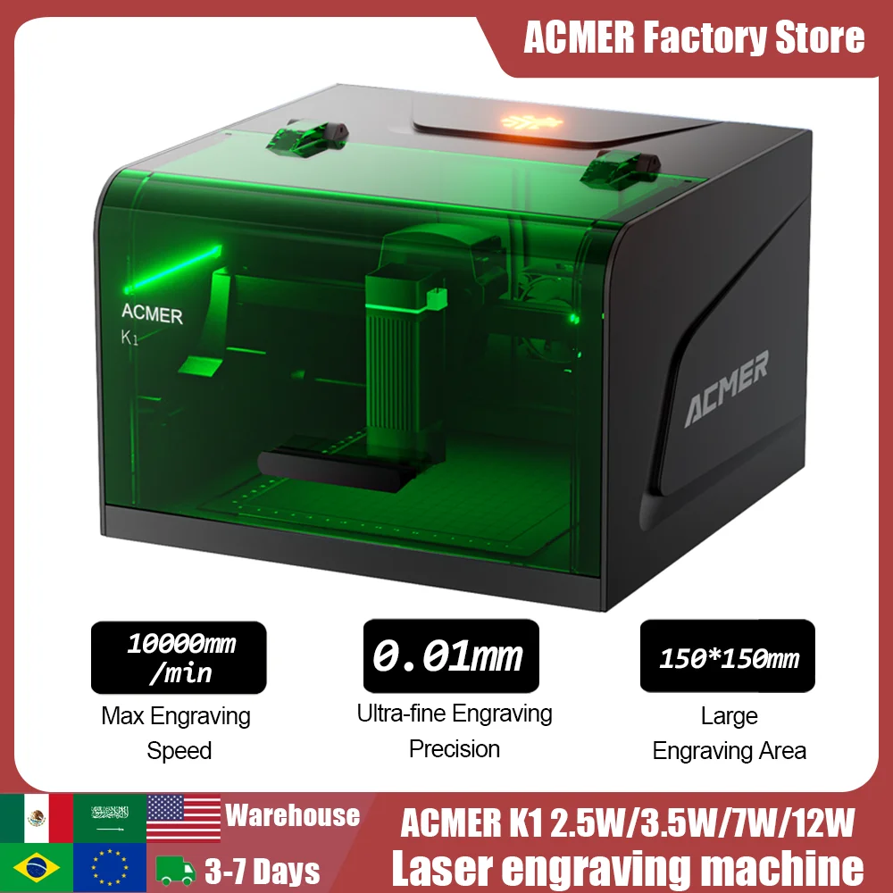 

ACMER K1 Portable Mini Laser Engraver CNC Bluetooth Machine DIY Logo Marking Machine Painted Dog Tag Paper Leather Wood Acrylic