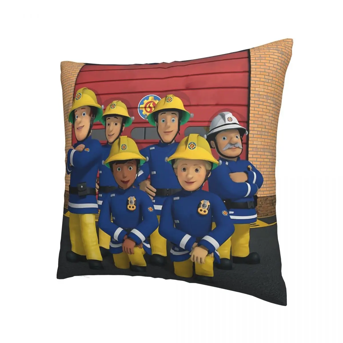 Team Polyester Cushion Cover Fireman Sam Animated For Home Car Decorative Kawaii Cojines Decorativos