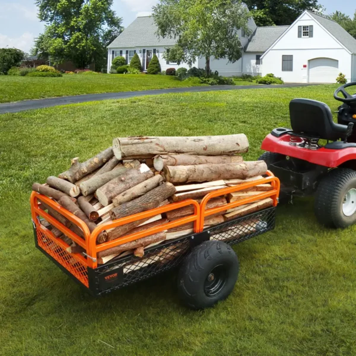 VEVOR 헤비듀티 스틸 ATV 덤프 트레일러 |   1500파운드 캡 |   15큐빅피트 |   탈부착 가능한 측면 |   2륜 견인 트레일러 (잔디깎이/ATV/UTV용)