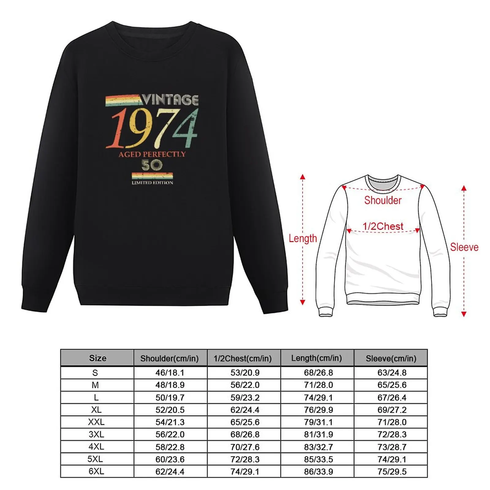 Vintage 1974, 50th Birthday Aged Perfectly Gift Sweatshirt korean autumn clothes new hoodies and sweatshirts