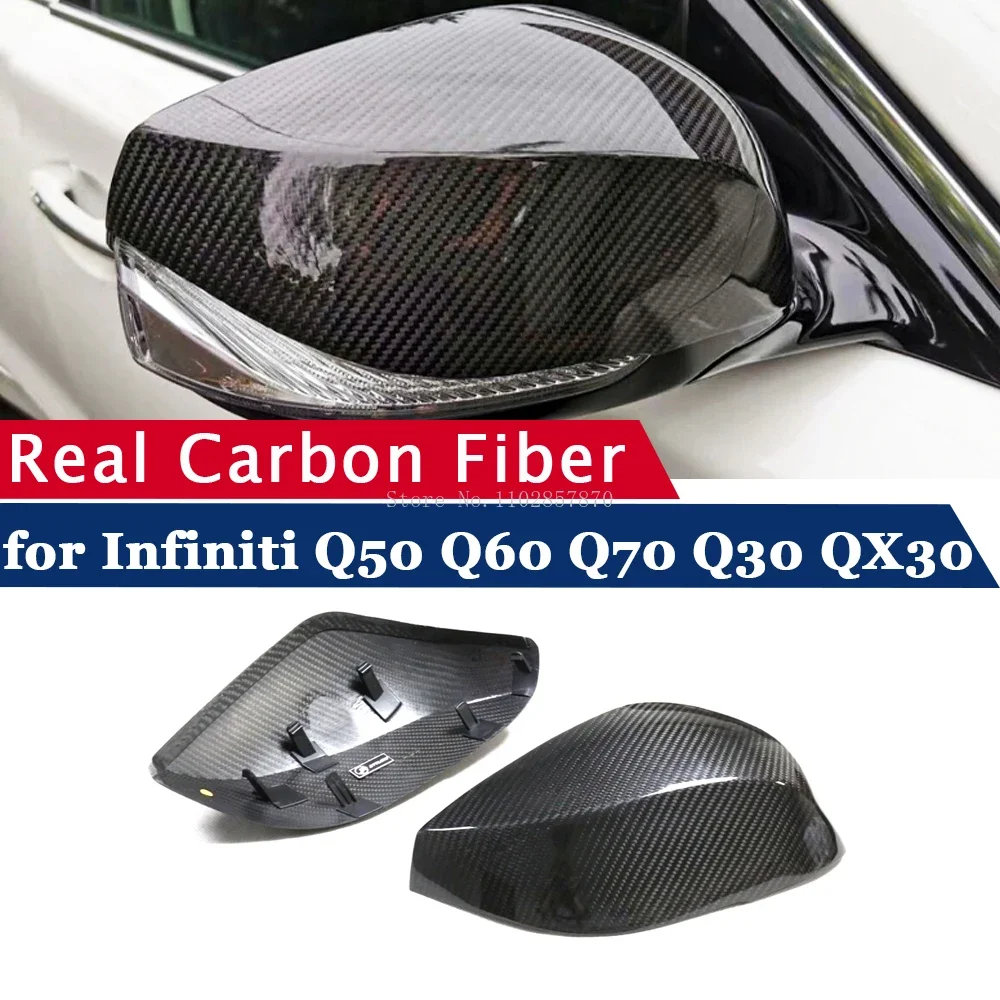 

Rearview Mirror Cover for Infiniti Q50 2014-2022 Q60 Q70 Q30 QX30 Real Carbon Fiber Side Mirror Shells Frame Case Protector Cap