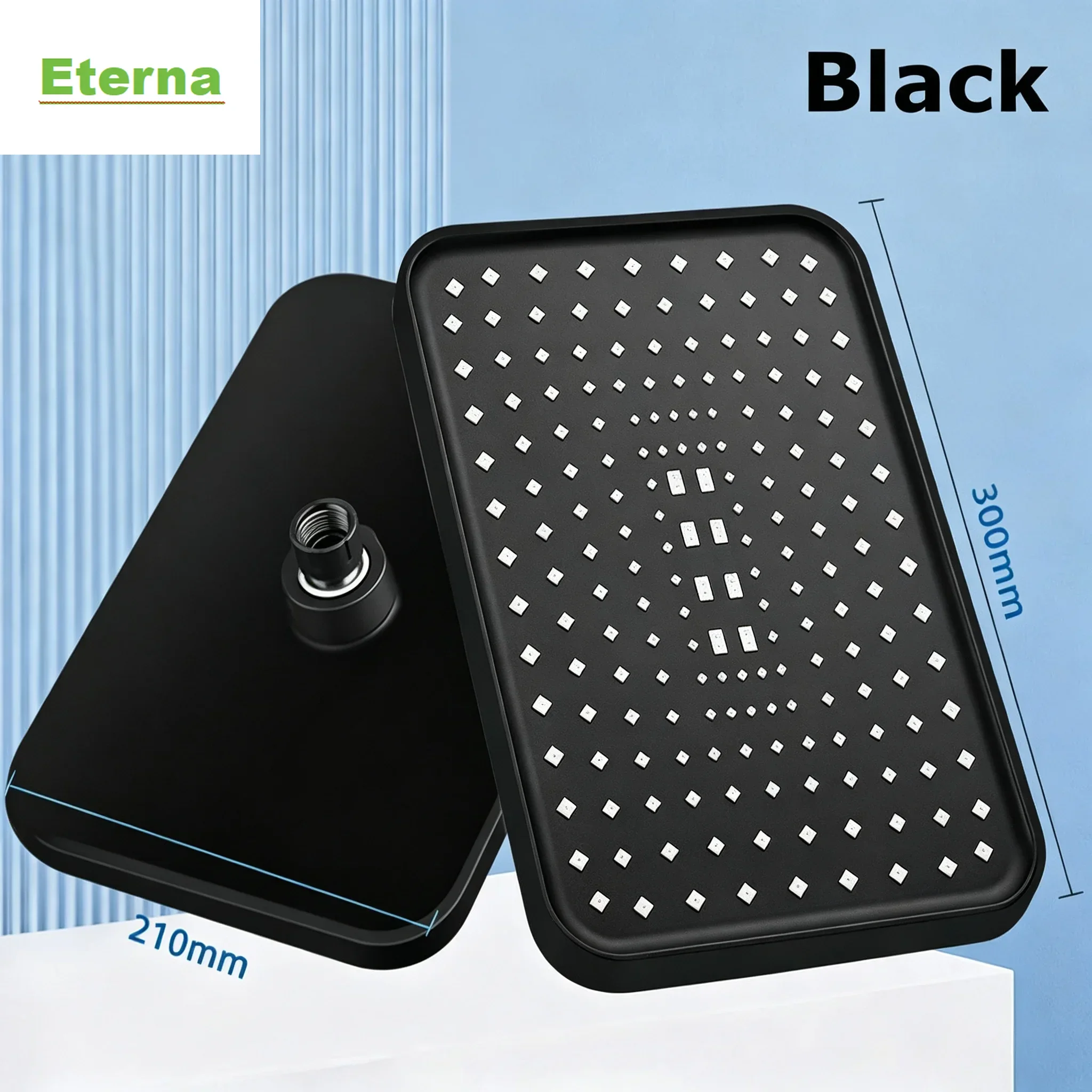 Modern Luxury Powerful Rainfall Shower System 11.81 Inch Square Top Shower Head High Pressure Handheld Sprayer 3 Water Modes