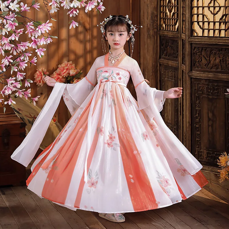 

Children Hanfu Costume Girl Hanfu Tang Dynasty Chinese Style Princess Fairy Dress Kids Clothing Show Elegant Costumes