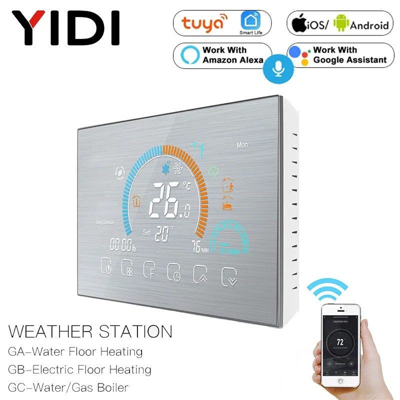 Customized Tuya WiFi Thermostat Temperature Controller Underfloor Water/Gas Boiler Weather Station Smart Alexa Voice Control