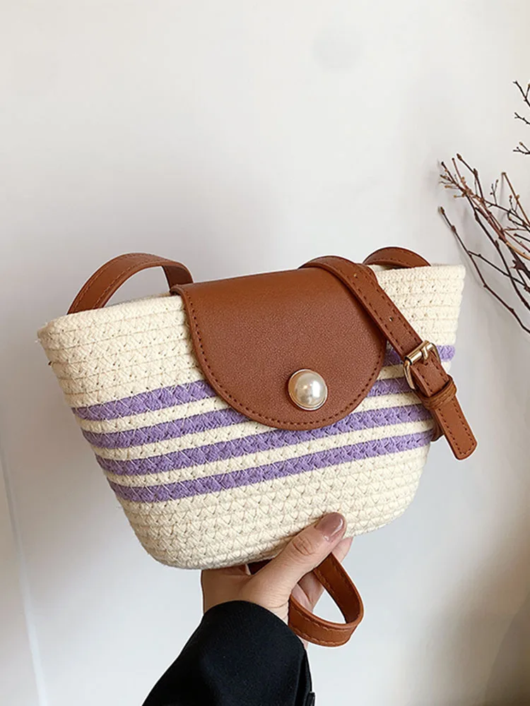 Woven Shoulder Bag for Women Casual Bucket Bag Small and Fashionable Crossbody Bag