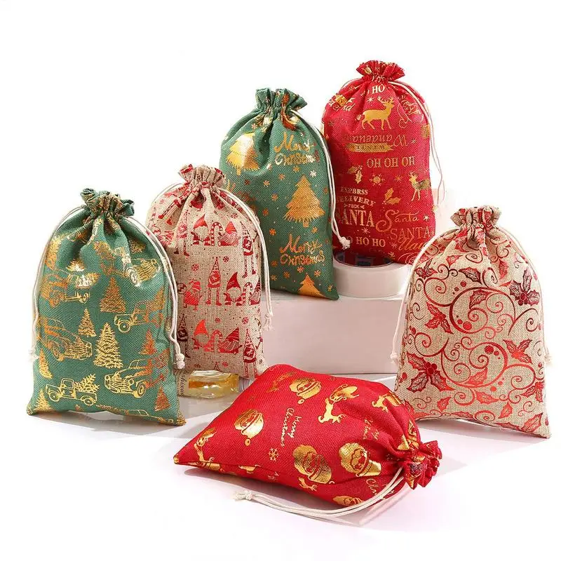 Christmas Cloth Bag Holiday Wrapping Sacks With Drawstring 19.69 X 27.56 Inch Extra Large Santa Sack Bags For Toys Presents