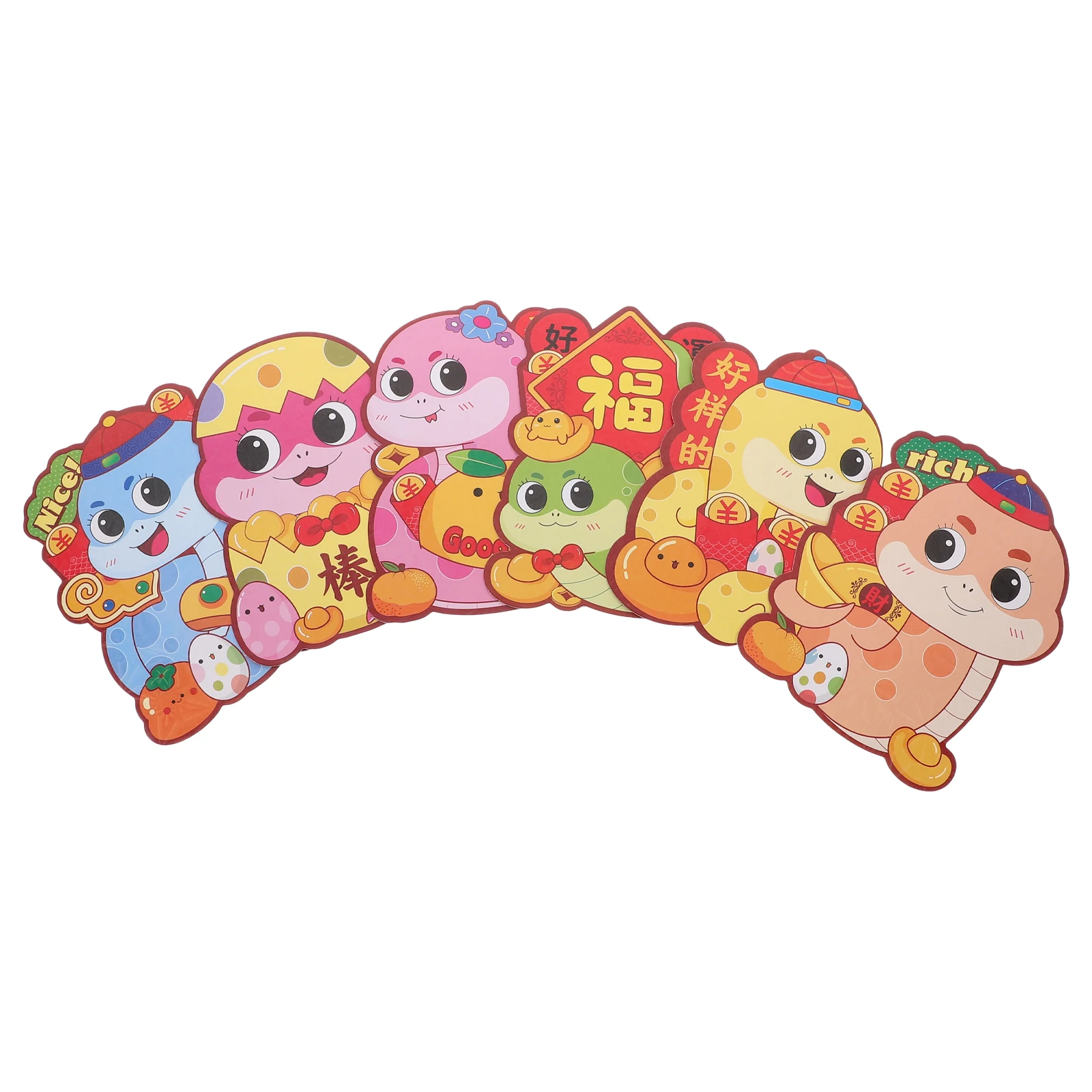 

6 Pcs Colorful Red Envelopes Cute Cartoon Snake Hong Bao Money Holder Compact Size Chinese New Year Gifts Red Pocket