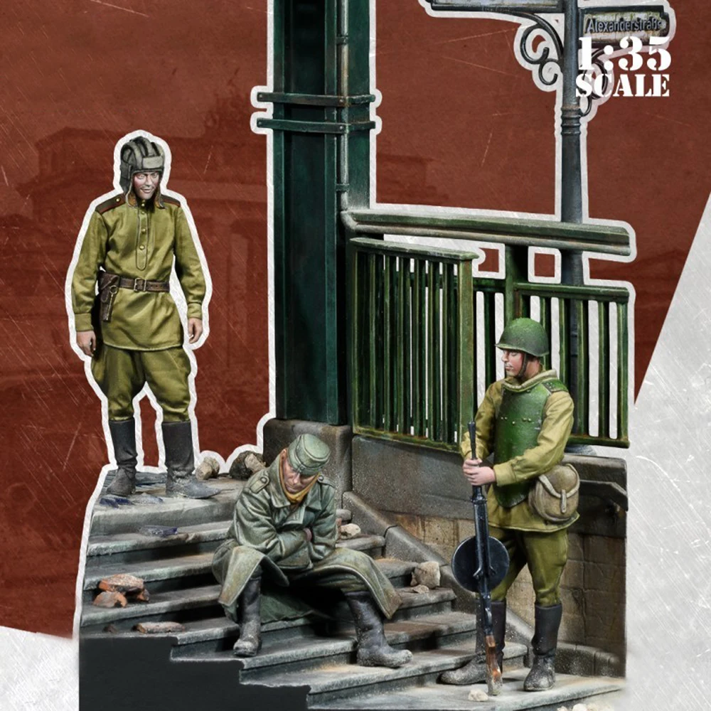 1/35 Resin Model Figure Kits GK , Three People，Including Scene，Military Theme，Unassembled And Unpainted,327J