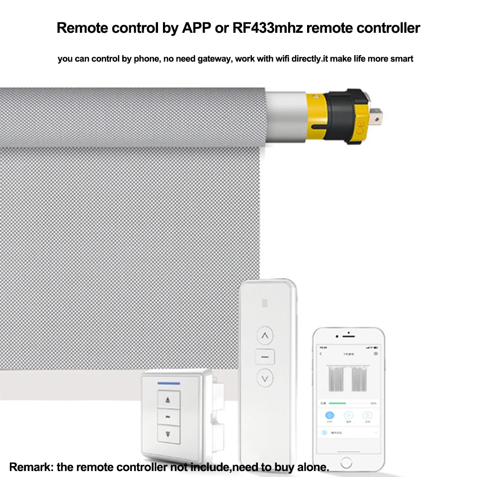 Tuya-接続されたカーテンモーター,インテリジェント,リモコン付き,wifi,38mm,usbポート付き,Alexa,Google Home,rf433,モーター用,A-OK