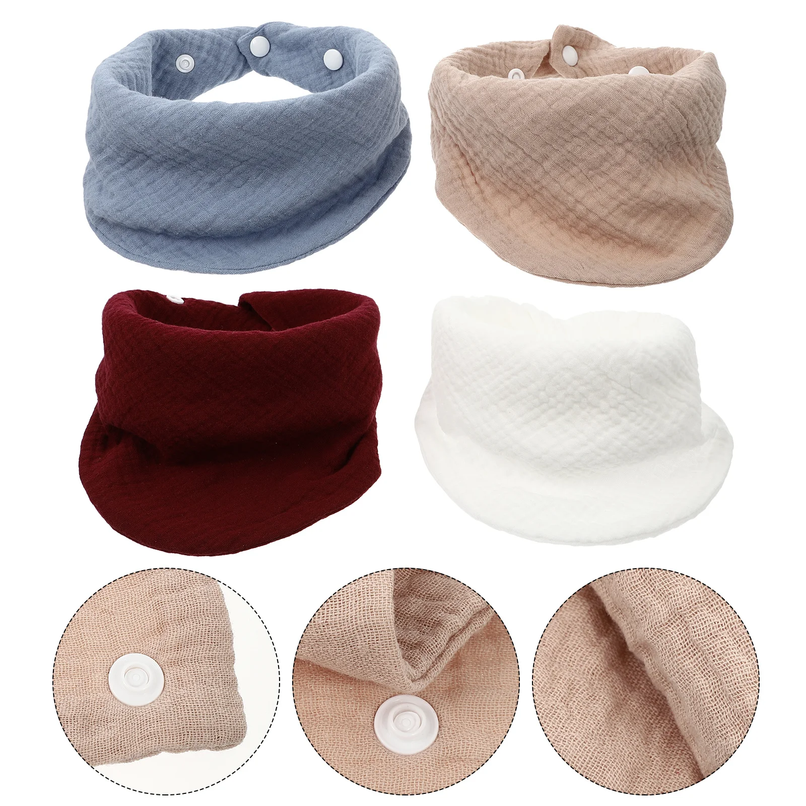 

4Pcs Kids Cotton Bibs Soft Comfortable Baby Saliva Towels Easy Wear Portable Feeding Burp Cloths Cotton Bib Comfortable Baby Bib