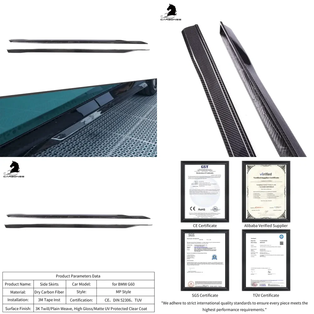 

Dry Carbon Fiber Side Skirts for 5 Series G60 4-Door 2024+ MP Style Dry Carbon Fiber Car G60 Side Skirt