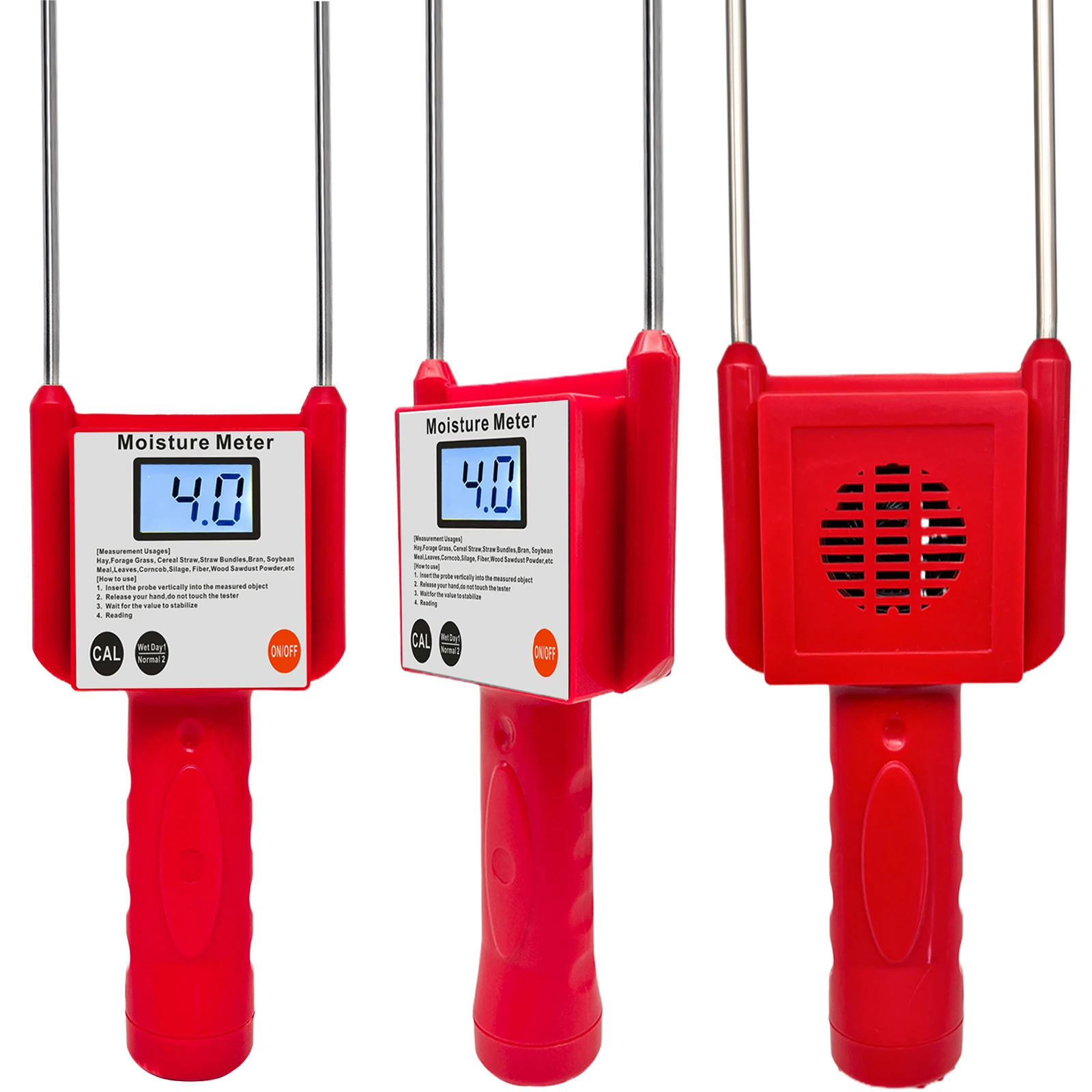 Hay Bale Peat Moisture Meter Tester Wood Sawdust Powder Hygrometer Humidity Moisture Meter For Cereal Straw,Bran, Forage Grass
