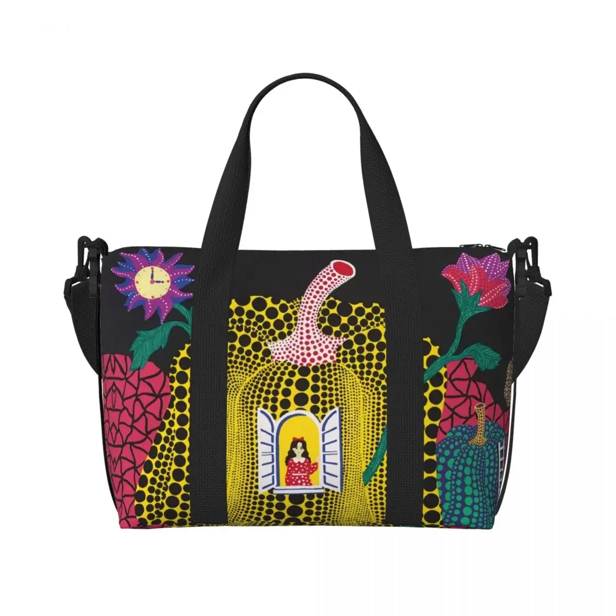 Custom Yayoi Kusama Abstract Painting Beach Tote Bag Women Extra Large Gym Carry On Travel Shopping Bags